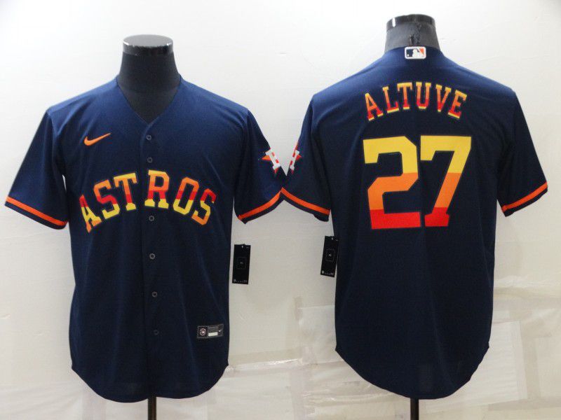 Men Houston Astros #27 Altuve Blue Rainbow Edition Game Nike 2022 MLB Jerseys->houston astros->MLB Jersey